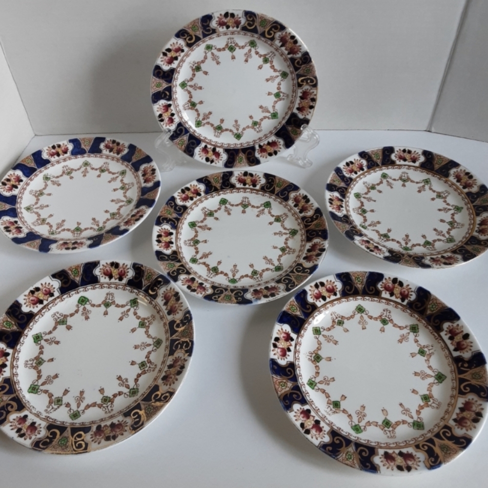 6 Antique Doric Royal Albion Bread Plates 1920's Floral Imari Style England